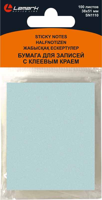 Блок 38*51 LAMARK 100л., клейкий, голубая пастель (SN1110-BL)(1/12)