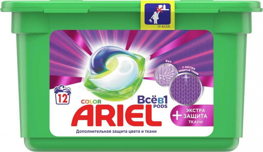 Капсулы для машинной стирки Ariel 12шт*25,2г 3в1 Color (1/6)
