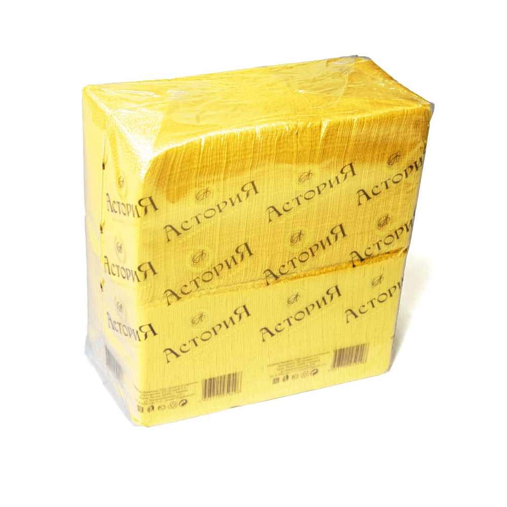 Салфетки бумажные  Астория 24*24см 1сл. 400шт., интенсив желтые (9703)(1/4)