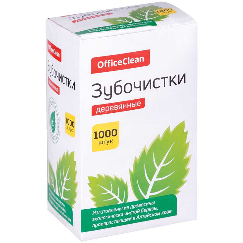 Зубочистки OfficeClean1000шт. деревянные в инд.уп./бумажной/ (295476)(1/30)