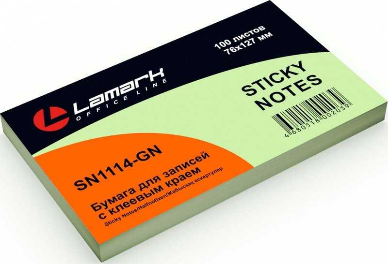 Блок 76*127 LAMARK 100л., клейкий, зеленая пастель (SN1114-GN)(1/12/144)