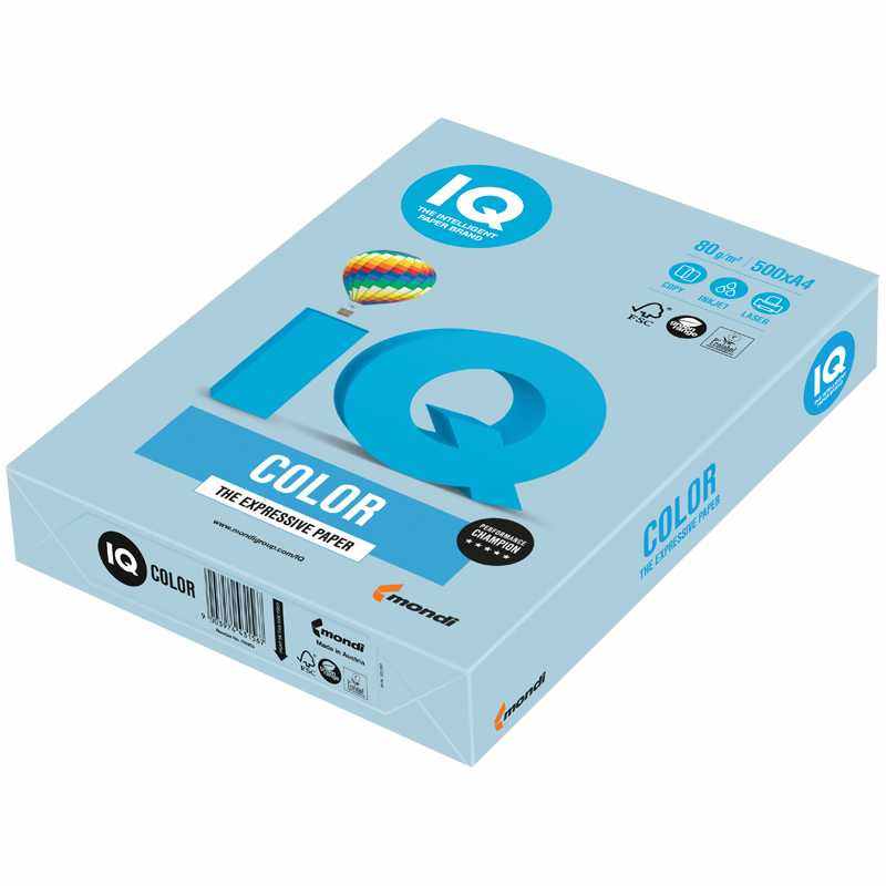 Бумага цвет. А4 80г/м2 500л. IQ Color pale голубой лёд (OBL70)(1/5)