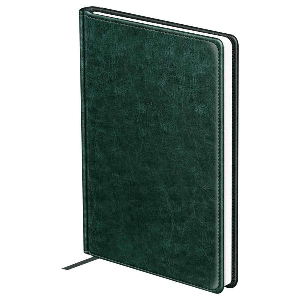 Ежедневник А5 BG Nebraska Green 176л. 2026 кожзам, тв.переп., зеленый (DdА5_09368)(1/10/20)