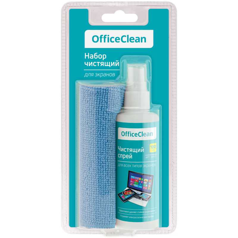 Спрей для экранов OfficeClean 100мл + салфетка из микрофибры (307371)(1/20)