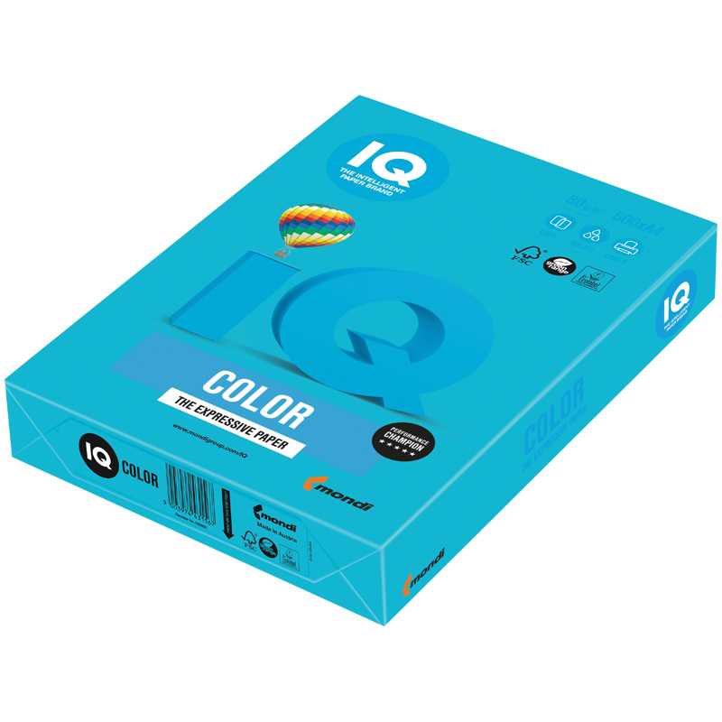 Бумага цвет. А4 80г/м2 500л. IQ Color intensive светло-синий (AB48)(1/5)