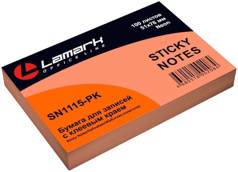 Блок 51*76 LAMARK 100л., клейкий, розовая неон (SN1115-PK)(1/12/144)