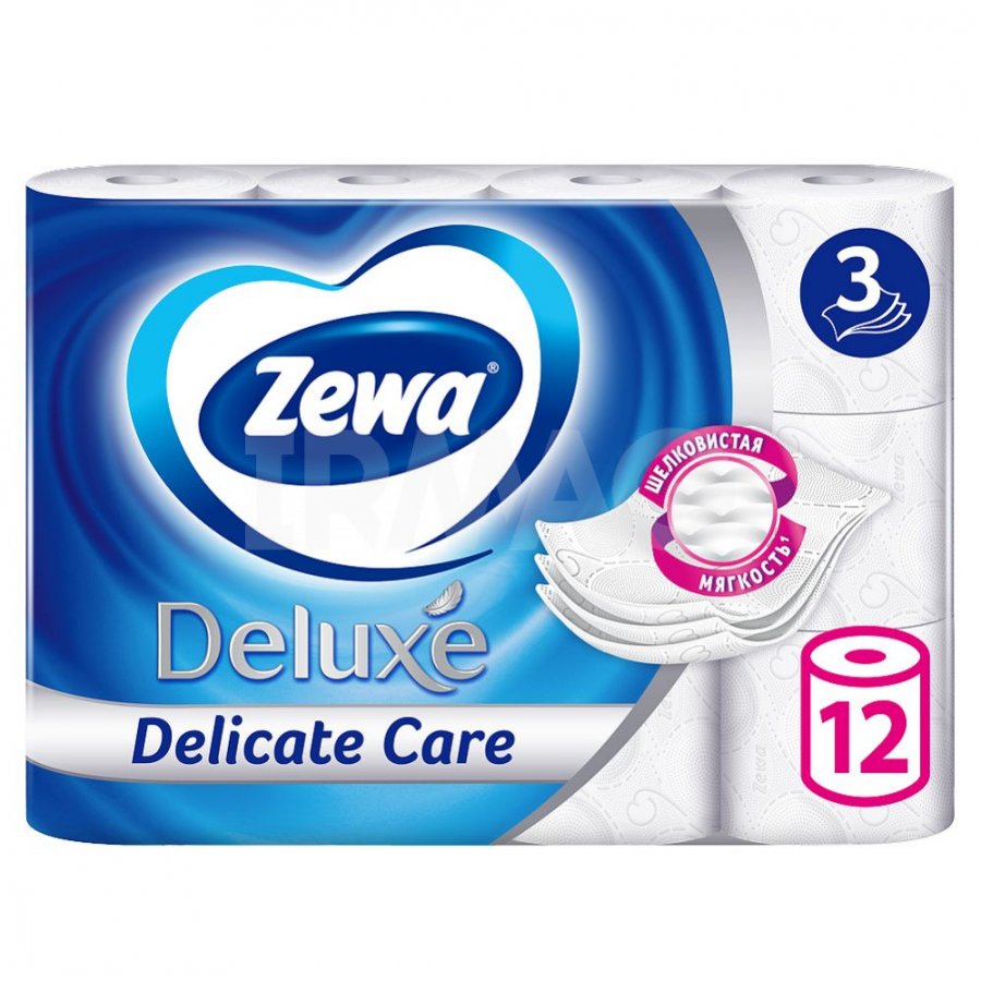Бумага туалетная Зева12шт. 3сл., тисн. Deluxe белая (144029-10)(1/7)