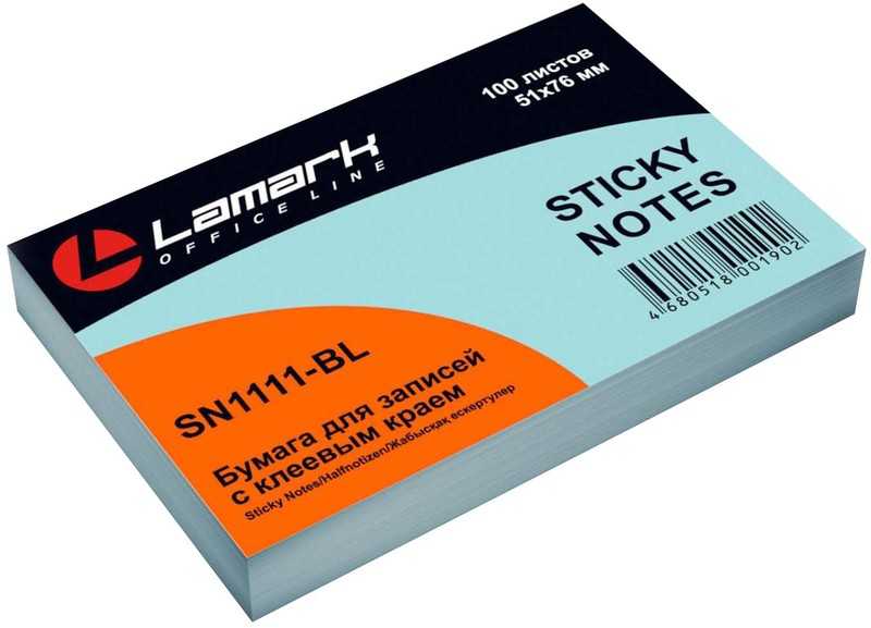 Блок 51*76 LAMARK 100л., клейкий, голубая пастель (SN1111-BL)(1/12/144)