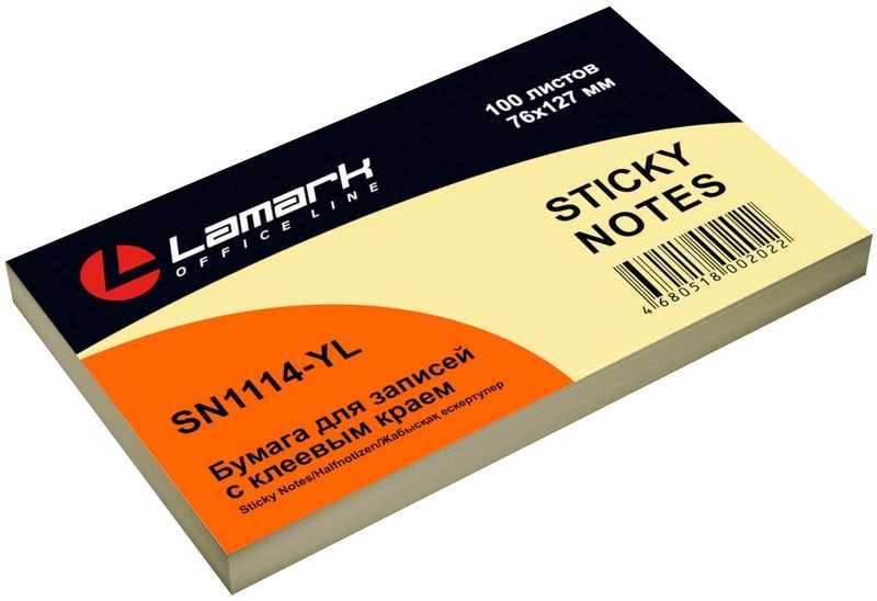 Блок 76*127 LAMARK 100л., клейкий, желтая пастель (SN1114-YL)(1/12/144)