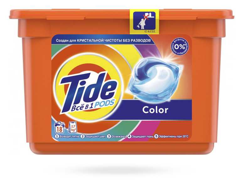 Капсулы для машинной стирки Tide 18шт*22,8г Color (1/6)