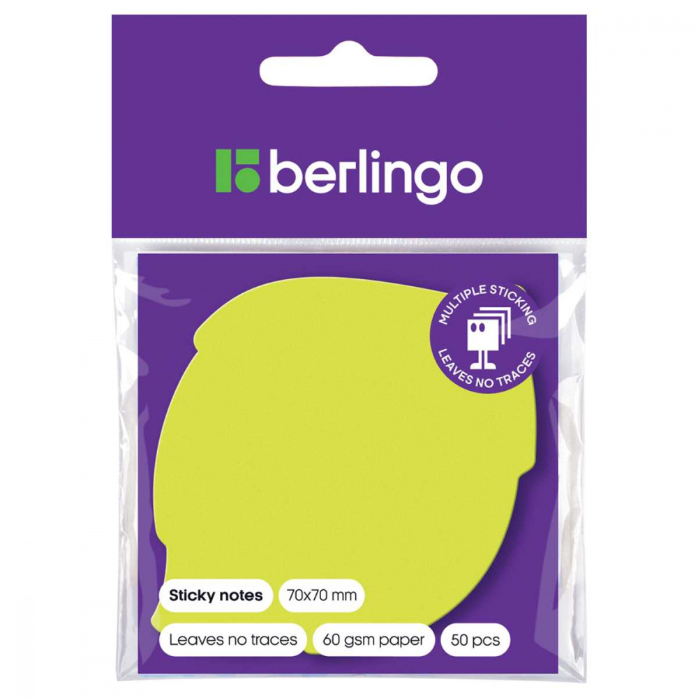 Блок 70*70 Berlingo Лист 50л., клейкий, зеленый неон (LSz_76044)(1/24)PS
