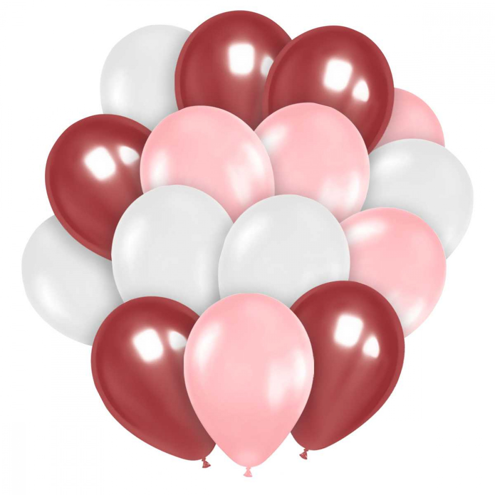 Воздушные шары  25шт. М12/30см MESHU Rose хром+пастель (MS_55842)(1)